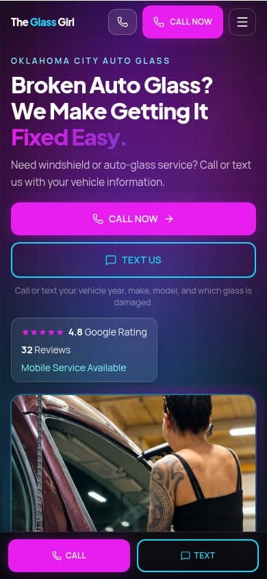 Mobile screenshot of The Glass Girl OKC