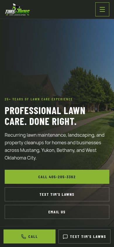 Mobile screenshot of Tim’s Lawns